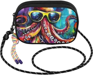 Crossbody Bags for Women Sea Monster Colorful Cell Phone Purses Women's Shoulder Handbag Wallet Purse with Rope Pendant