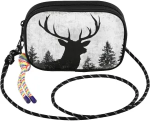 Crossbody Bags for Women Silhouette Elk Forest Cell Phone Purses Women's Shoulder Handbag Wallet Purse with Rope Pendant
