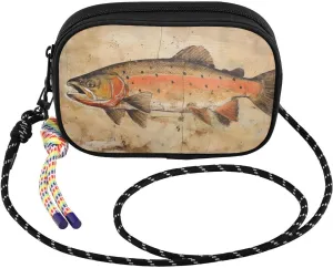 Crossbody Bags for Women Trout Closeup Retro Cell Phone Purses Women's Shoulder Handbag Wallet Purse with Rope Pendant