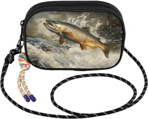 Crossbody Bags for Women Trout Swim River Cell Phone Purses Women's Shoulder Handbag Wallet Purse with Rope Pendant