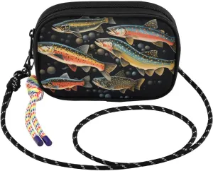 Crossbody Bags for Women Trouts Black Colors Cell Phone Purses Women's Shoulder Handbag Wallet Purse with Rope Pendant