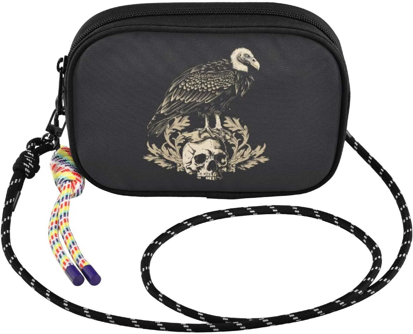 Crossbody Bags for Women Vulture Skull Grass Cell Phone Purses Women's Shoulder Handbag Wallet Purse with Rope Pendant