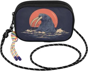 Crossbody Bags for Women Walrus Waves Moon Cell Phone Purses Women's Shoulder Handbag Wallet Purse with Rope Pendant