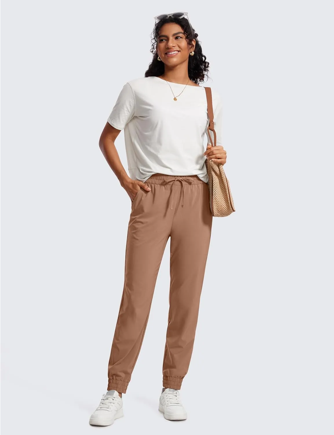 CRZ YOGA Lightweight Joggers for Women Workout Athletic Casual Lounge Travel Pants with Pockets Summer