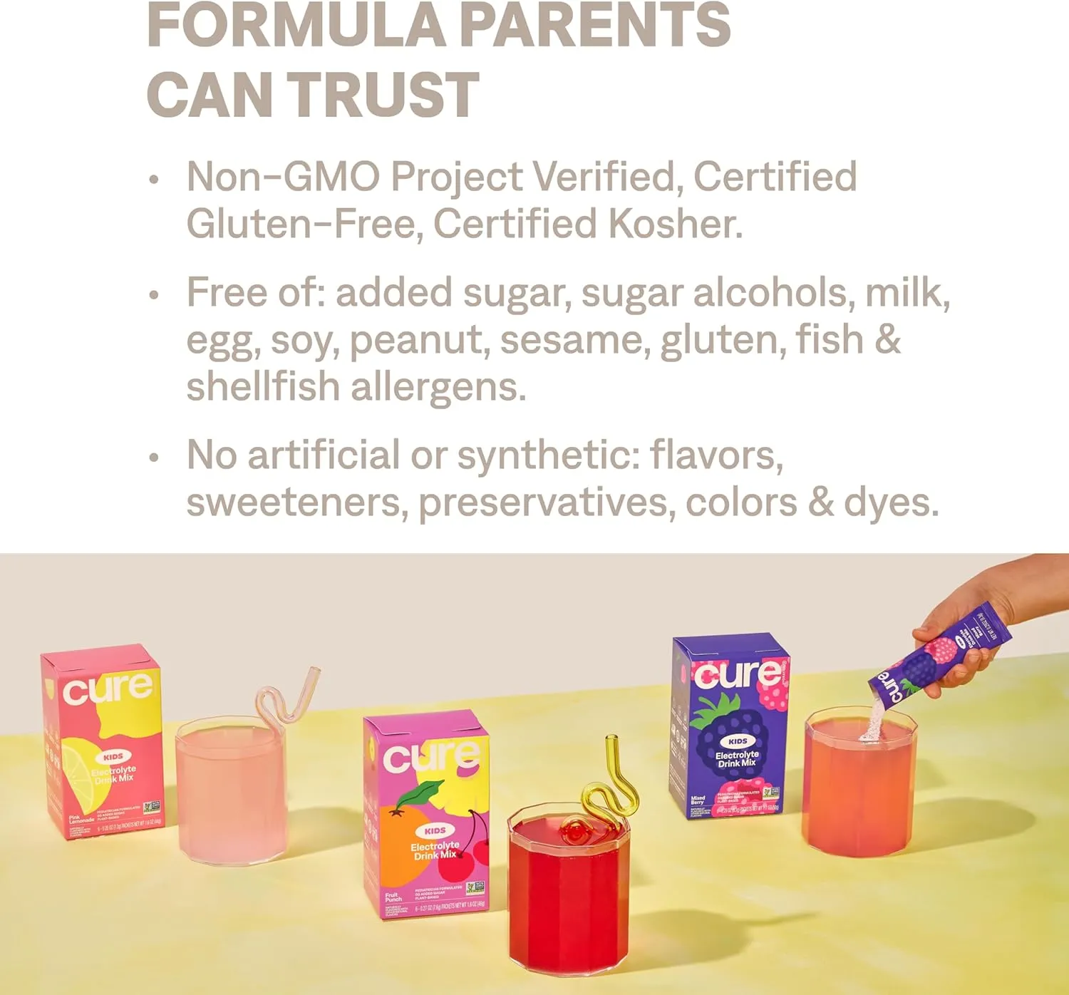 Cure Hydration - Kids Electrolyte Drink Mix | Plant-Based Pediatrician Formulated Rehydration | No Added Sugar, Non-GMO, Gluten-Free, No Artificial Flavors, FSA & HSA | 14 Packets - Fruit Punch
