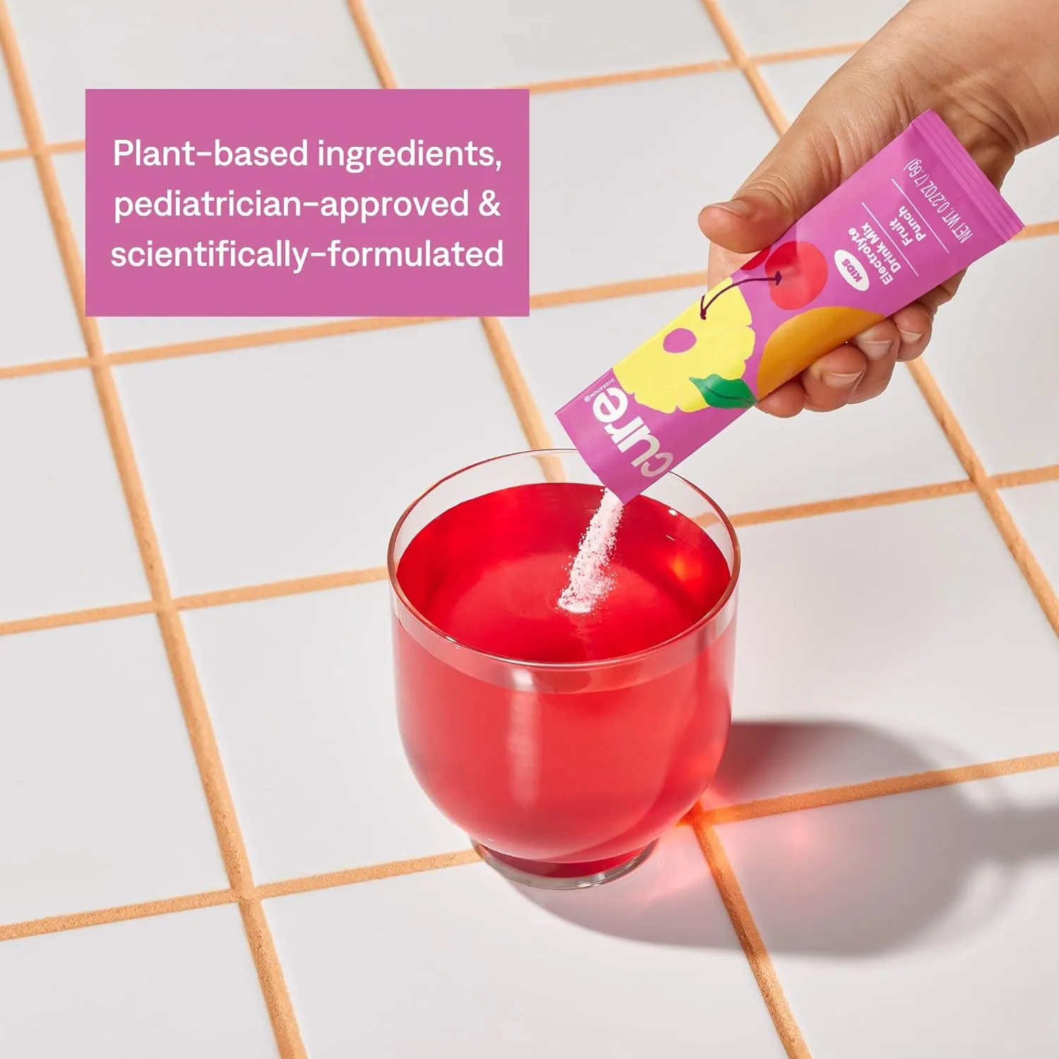 Cure Hydration - Kids Electrolyte Drink Mix | Plant-Based Pediatrician Formulated Rehydration | No Added Sugar, Non-GMO, Gluten-Free, No Artificial Flavors, FSA & HSA | 14 Packets - Fruit Punch