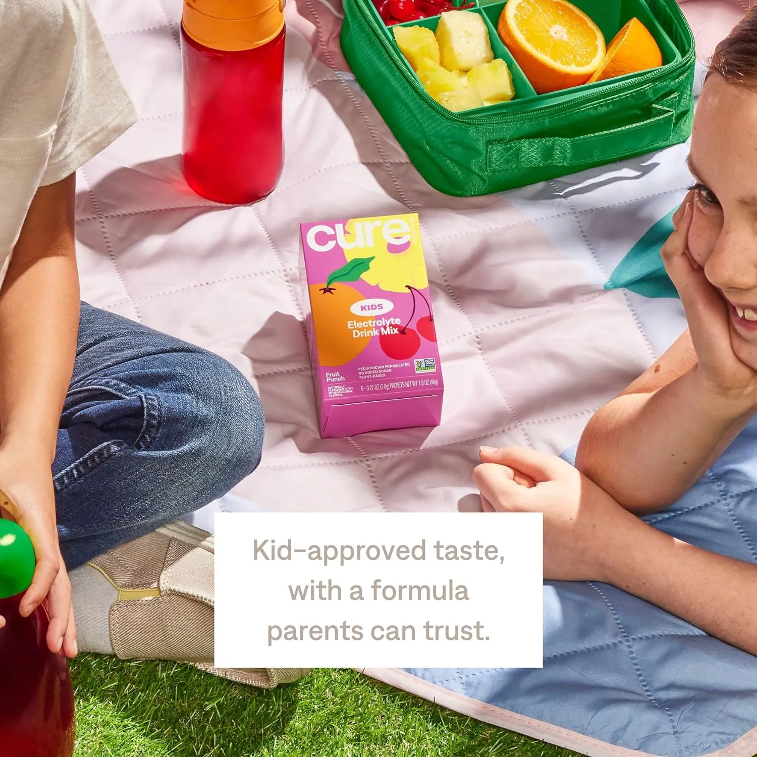 Cure Hydration - Kids Electrolyte Drink Mix | Plant-Based Pediatrician Formulated Rehydration | No Added Sugar, Non-GMO, Gluten-Free, No Artificial Flavors, FSA & HSA | 14 Packets - Fruit Punch
