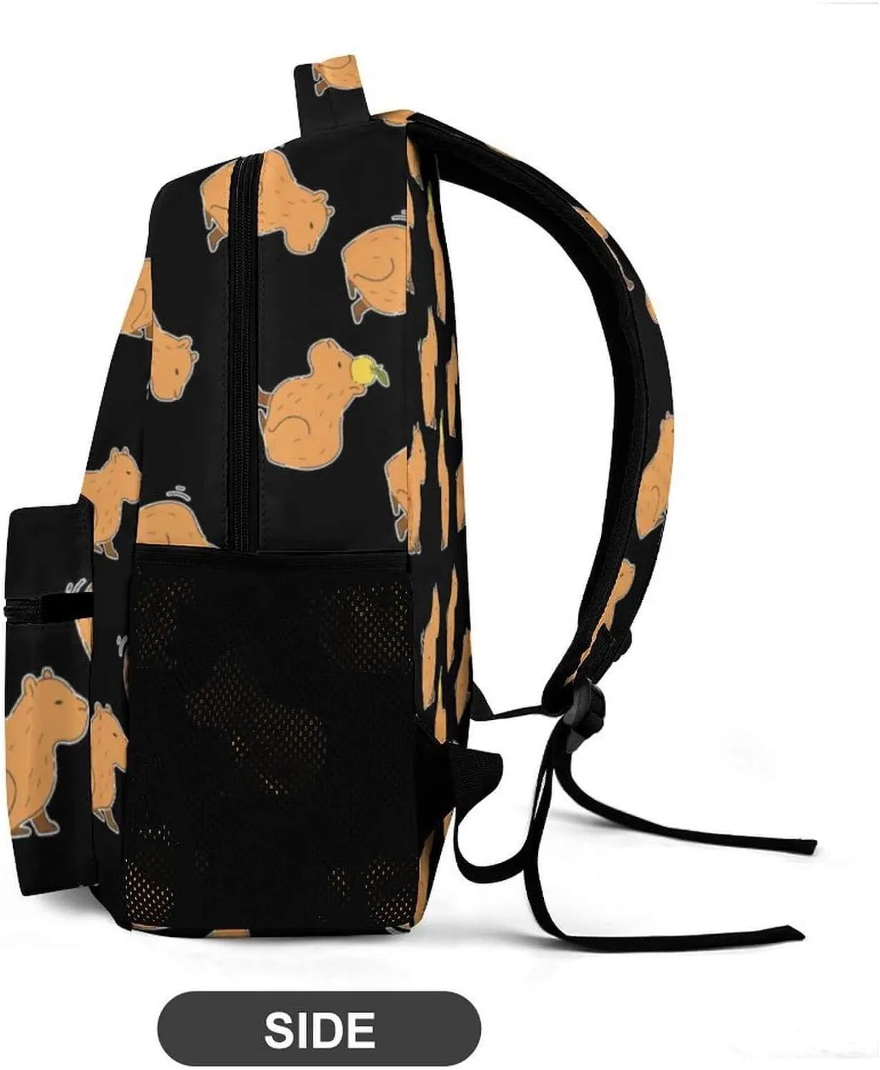 Custom Capybara Backpack for Kids Girls Boys School, 16 Inches Cute Capybara Theme Bookbag, Adjustable, Lightweight, Large Capacity, Colorful Capybara Backpack for School