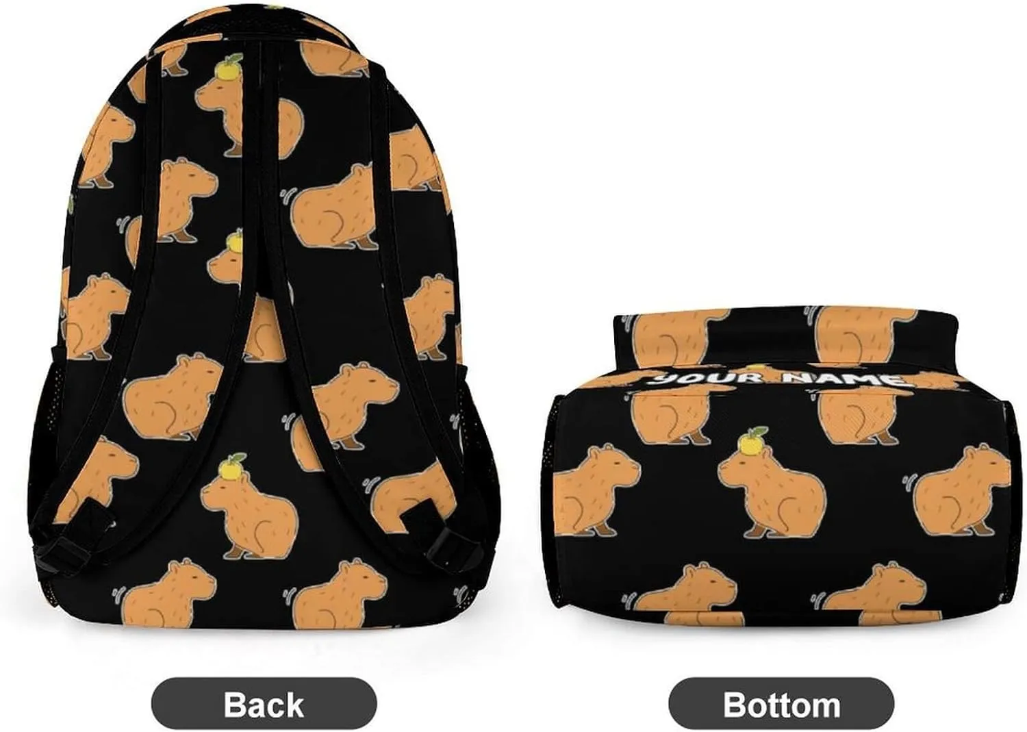 Custom Capybara Backpack for Kids Girls Boys School, 16 Inches Cute Capybara Theme Bookbag, Adjustable, Lightweight, Large Capacity, Colorful Capybara Backpack for School