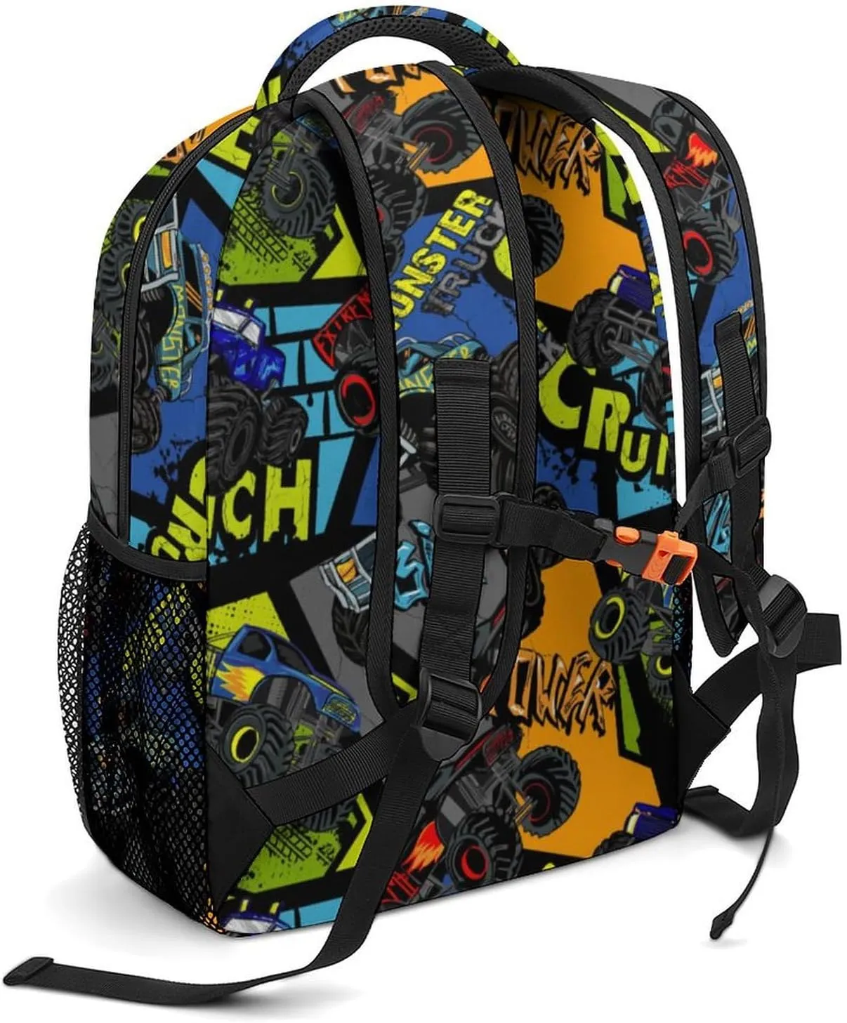 Custom Colorful Car Truck 3 Piece Set Kids Backpack with Lunch Bag Kids Water Bottle Personalized Name School Bag for Girls Boys Customized Bookbag Back to School