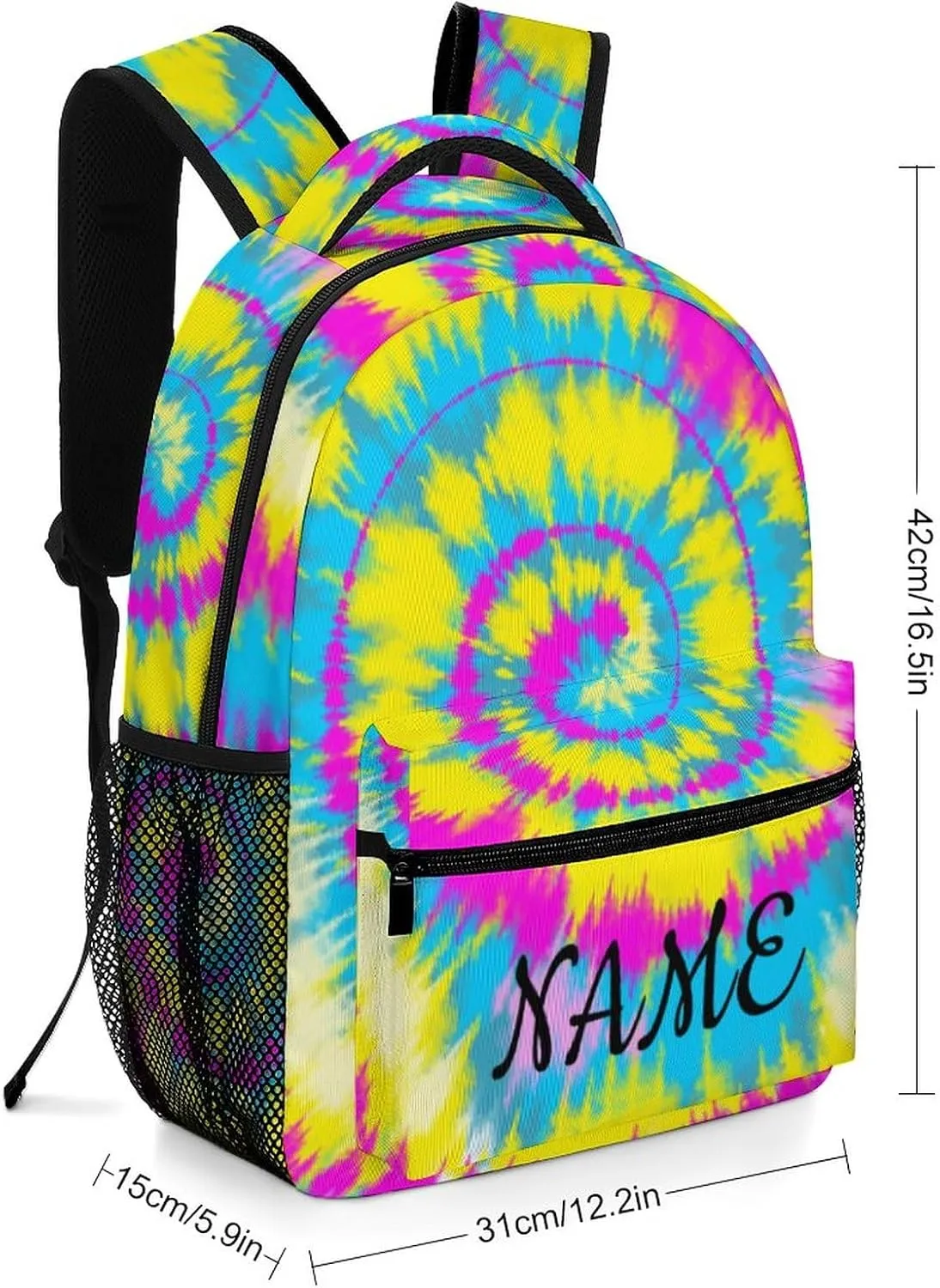 Custom Colorful Tie Dye Backpack for Kids Boys Girls Personalized Name Text Children Backpack School Bag Customized Daypack Schoolbag for Student Bookbag