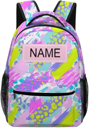 Custom Colorful Tie Dye Backpack Personalized Name Text Backpack Daypacks Customized BookBags School Bag for Student Boys Girls