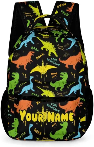 Custom Dinosaur Backpack for Kids Girls Boys School, 16 Inches Cute Jurassic Dinosaurs Theme Bookbag, Adjustable, Lightweight, Large Capacity, Colorful Daily Casual Backpacks