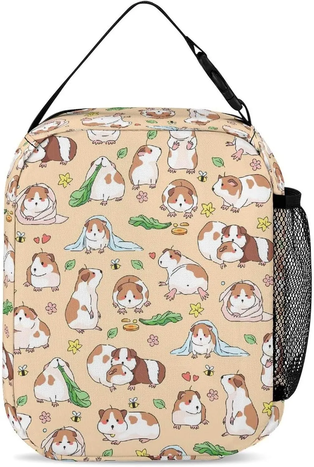 Custom Guinea Pig Backpack with Lunch Box & Pencil Case, 16 Inch Cute Guinea Pig Themed Bookbag, Adjustable Lightweight Large Capacity, Colorful Guinea Pig Backpack Set for Kids Girls Boys School