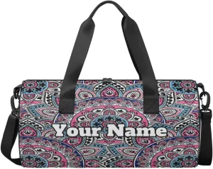 Custom Gym Bag for Women Men with Name, Personalized Aztec Pattern Duffel Bag for Sports, Waterproof Dance Bag, Lightweight Carryon Gym Bag, Aztec