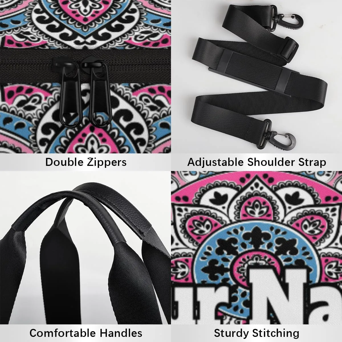 Custom Gym Bag for Women Men with Name, Personalized Aztec Pattern Duffel Bag for Sports, Waterproof Dance Bag, Lightweight Carryon Gym Bag, Aztec