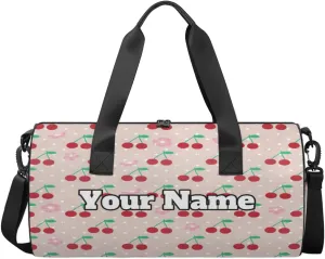 Custom Gym Bag for Women Men with Name, Personalized Cherries Duffel Bag for Sports, Waterproof Dance Bag, Lightweight Carryon Gym Bag, Fruit