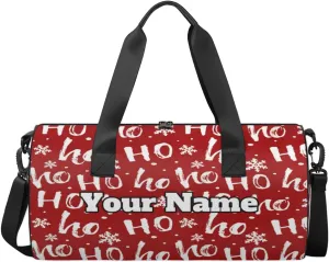 Custom Gym Bag for Women Men with Name, Personalized Merry Christmas Duffel Bag for Sports, Waterproof Dance Bag, Lightweight Carryon Gym Bag, snowflake Ho
