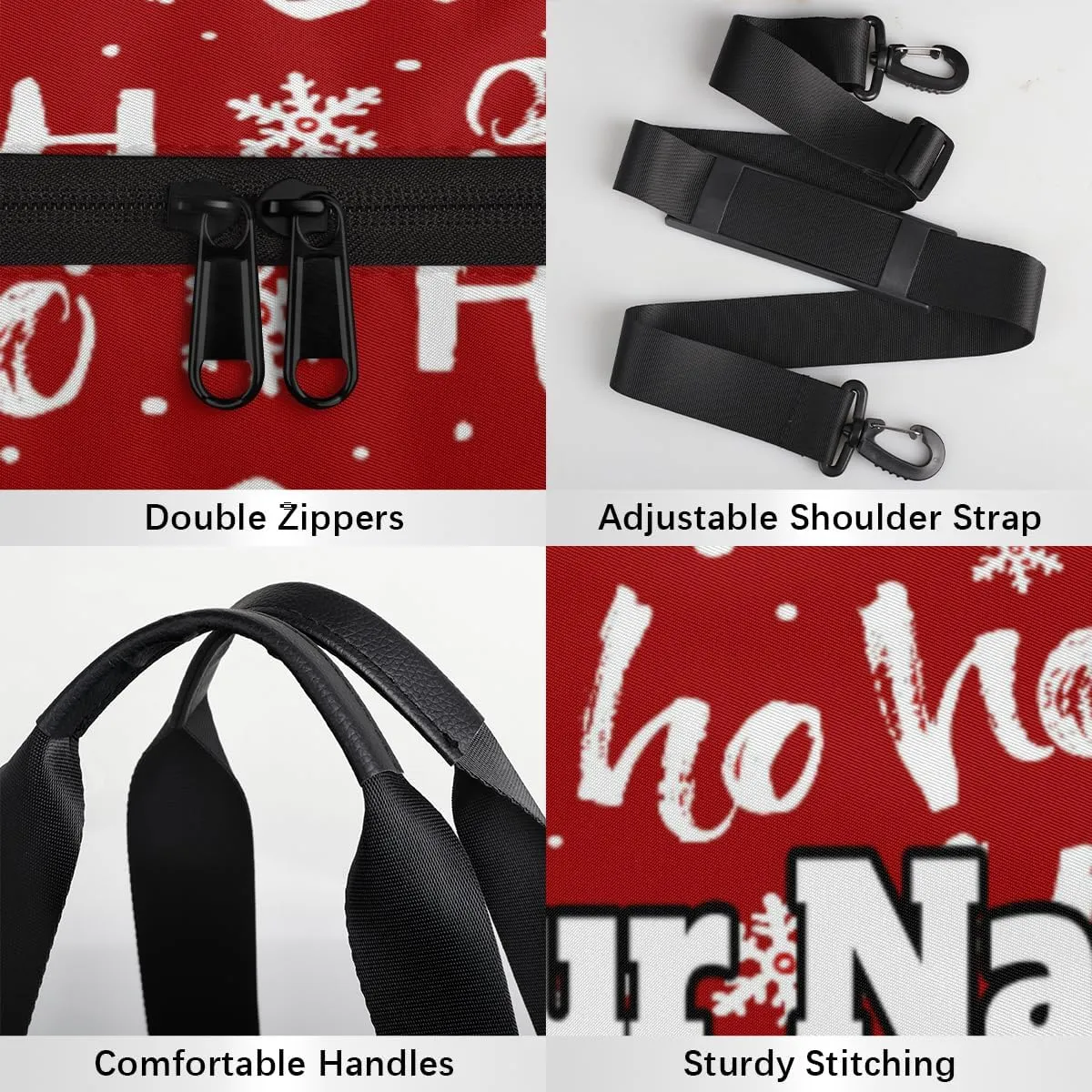 Custom Gym Bag for Women Men with Name, Personalized Merry Christmas Duffel Bag for Sports, Waterproof Dance Bag, Lightweight Carryon Gym Bag, snowflake Ho