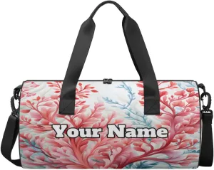 Custom Gym Bag for Women Men with Name, Personalized Ocean Coral Duffel Bag for Sports, Waterproof Dance Bag, Lightweight Carryon Gym Bag, Spring Ocean