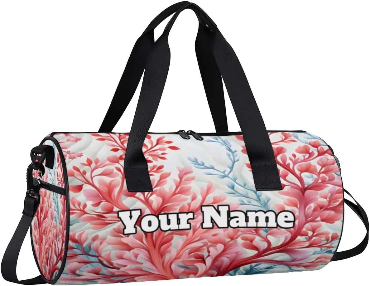 Custom Gym Bag for Women Men with Name, Personalized Ocean Coral Duffel Bag for Sports, Waterproof Dance Bag, Lightweight Carryon Gym Bag, Spring Ocean