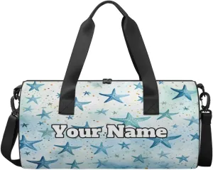 Custom Gym Bag for Women Men with Name, Personalized Seashell Duffel Bag for Sports, Waterproof Dance Bag, Lightweight Carryon Gym Bag, Ocean Sea Shells