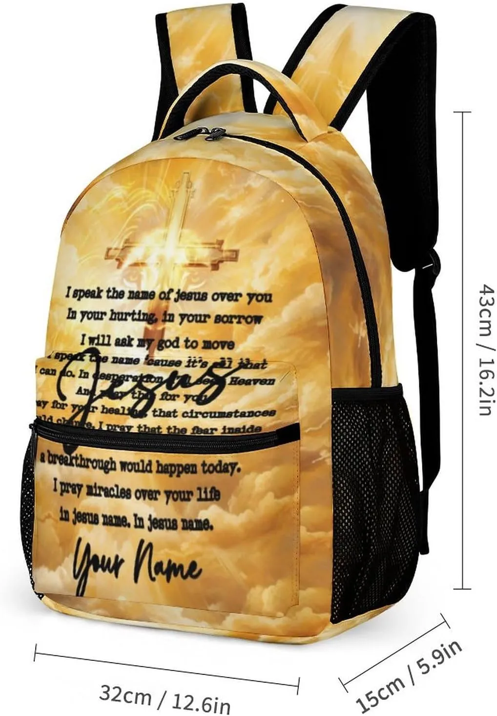 Custom Jesus Catholic Backpack for Kids Girls Boys School, 16 Inches Divine Mercy Theme Bookbag, Adjustable, Lightweight, Large Capacity, Colorful Religious Christian Backpack