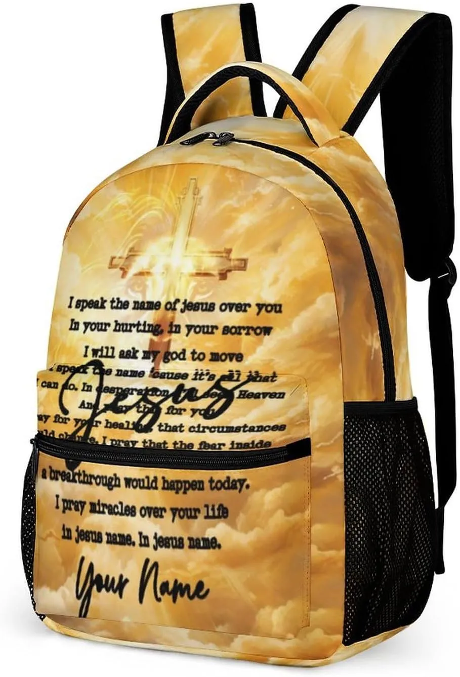 Custom Jesus Catholic Backpack for Kids Girls Boys School, 16 Inches Divine Mercy Theme Bookbag, Adjustable, Lightweight, Large Capacity, Colorful Religious Christian Backpack