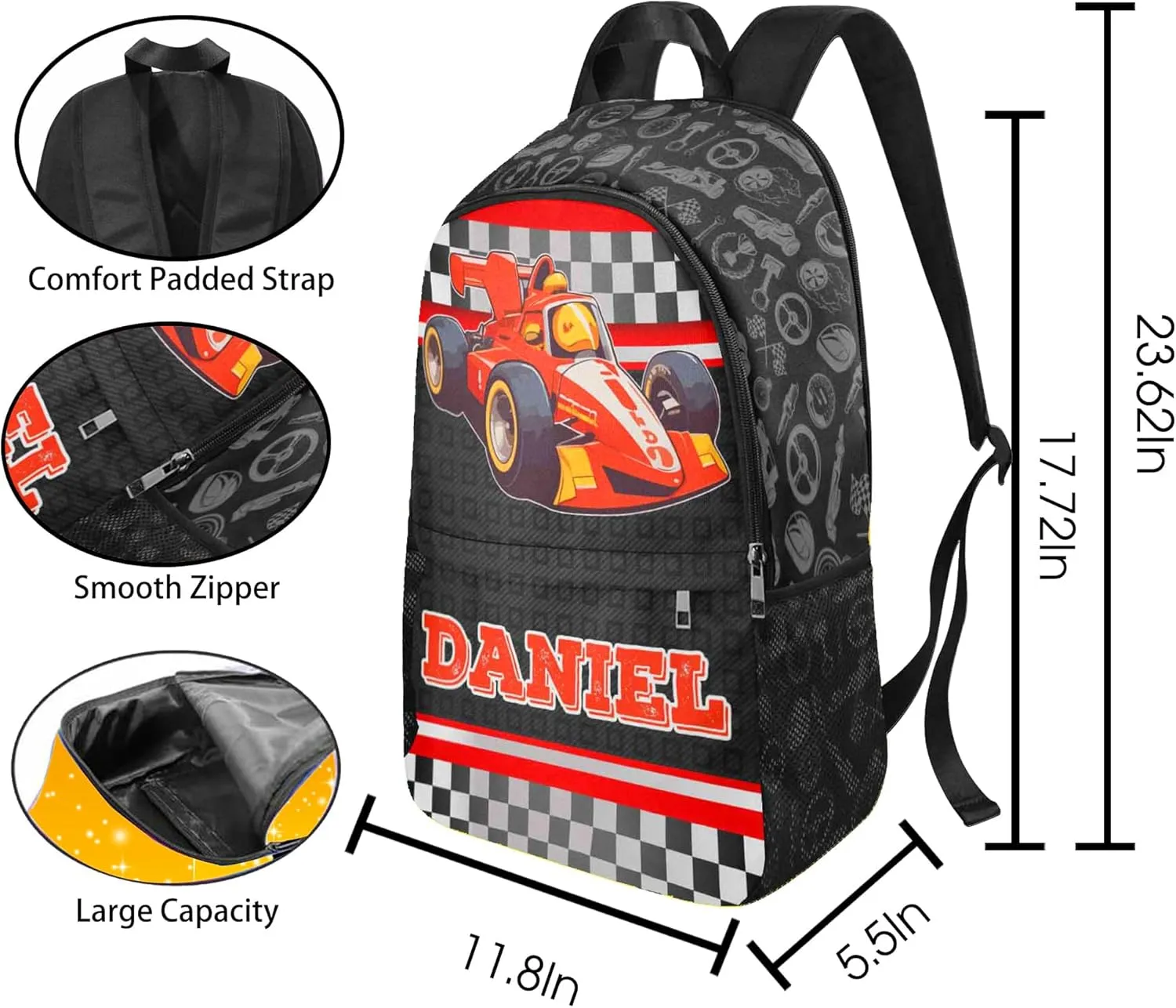 Custom Kids Backpack & Lunch Box Set Personalized Name School Bags Bookbag Lunch Bag Back to School Gift for Boy Girl (Design 09)