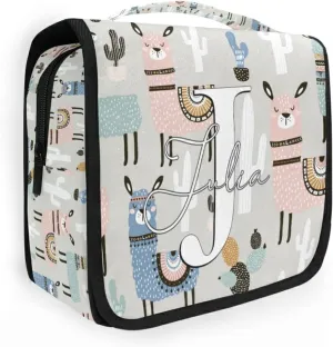 Custom Llama Cactus Travel Hanging Toiletry Bag Personalized Makeup Large Customized Cosmetic Bag Makeup Bag Organizer Waterproof for Women Girls Beauty