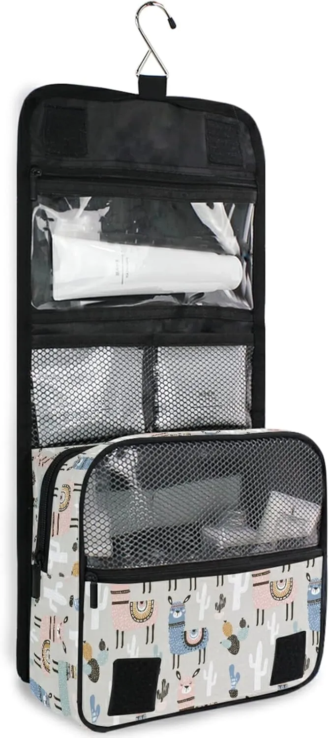 Custom Llama Cactus Travel Hanging Toiletry Bag Personalized Makeup Large Customized Cosmetic Bag Makeup Bag Organizer Waterproof for Women Girls Beauty