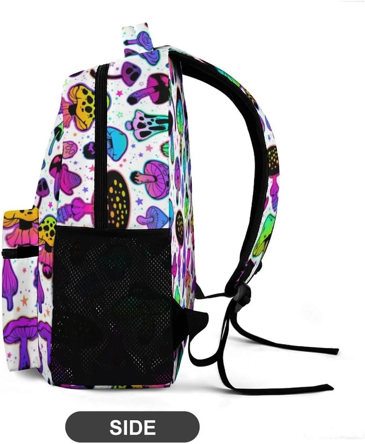 Custom Mushroom Backpack for Kids Girls Boys School, 16 Inches Cute Mushroom Theme Bookbag, Adjustable, Lightweight, Large Capacity, Colorful Mushroom Backpack for School