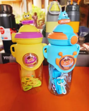 Cute Bear Themed Water Bottle Sipper For Pre School Boy and Girls | Shoulder Strip Water Bottle
