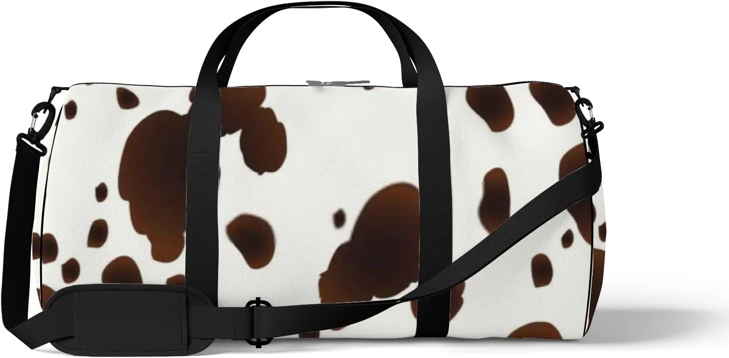 Cute Brown and White Animal Print Sports Bag Tote Bag Waterproof Gym Bag with Shoulder Strap Zipper 2 Side Pockets for Men and Women, Travel and Storage Shoulder Bag.