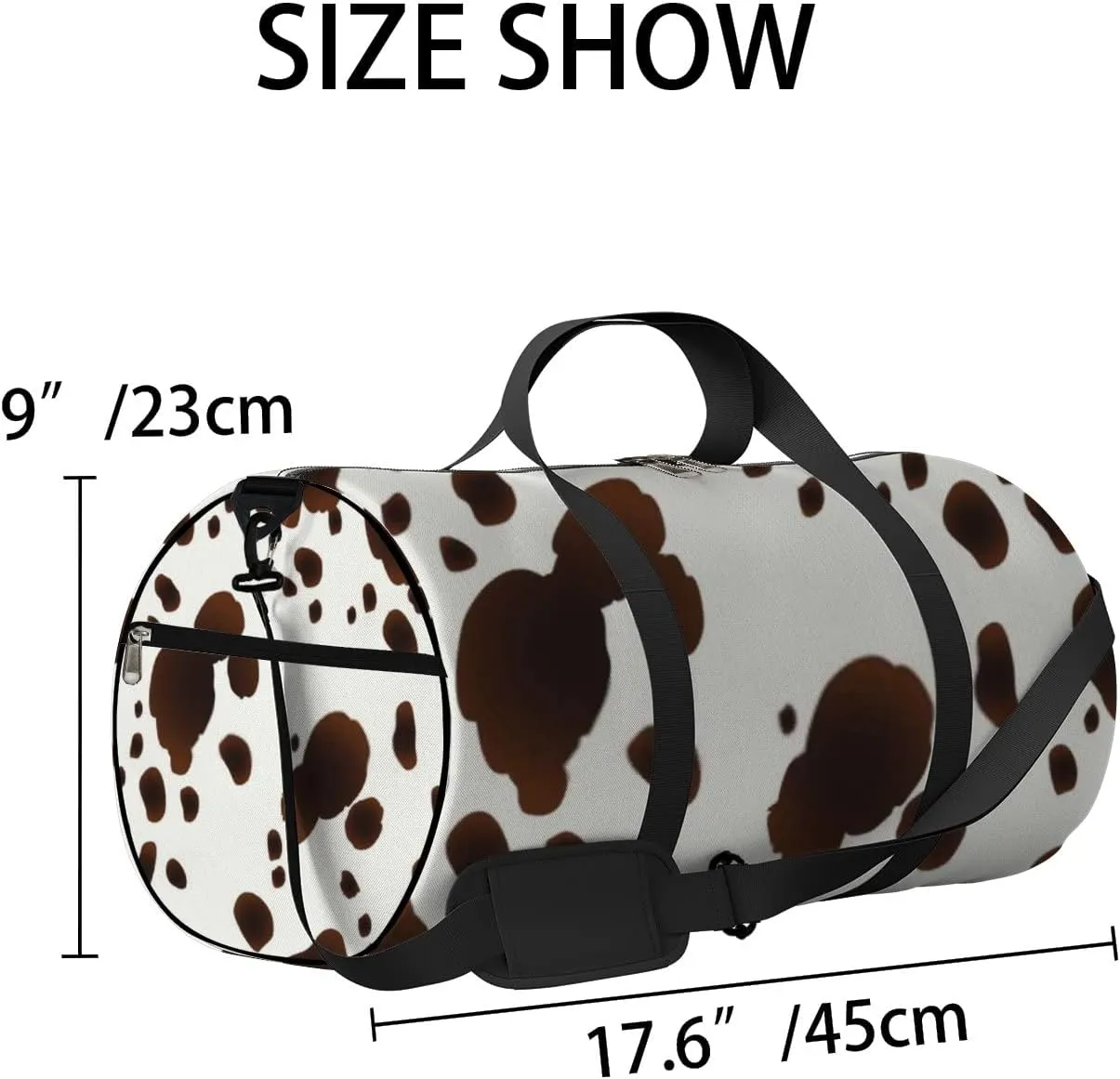 Cute Brown and White Animal Print Sports Bag Tote Bag Waterproof Gym Bag with Shoulder Strap Zipper 2 Side Pockets for Men and Women, Travel and Storage Shoulder Bag.