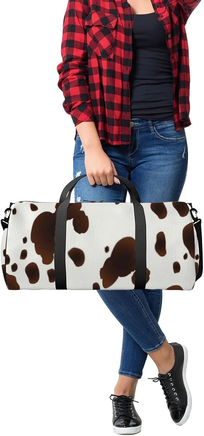 Cute Brown and White Animal Print Sports Bag Tote Bag Waterproof Gym Bag with Shoulder Strap Zipper 2 Side Pockets for Men and Women, Travel and Storage Shoulder Bag.