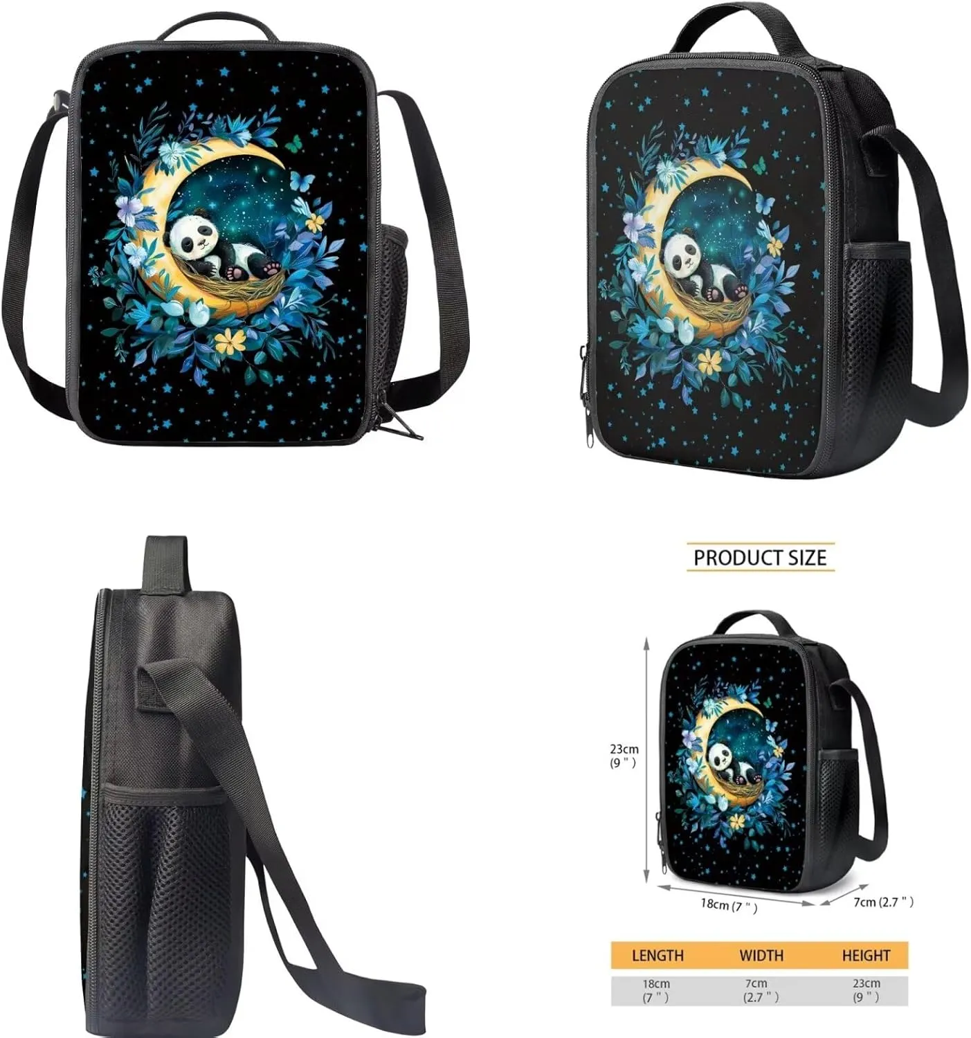 Cute Cartoon Panda Backpack 3 Pack Set Kids Primary School Backpack Large Capacity Bookbags with Lunch Bag Pencil Case Back to School Backpack Set