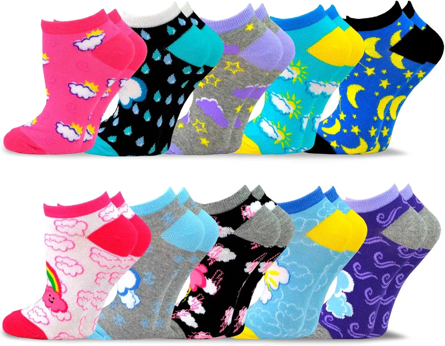 Cute Colorful Low Cut Ankle Socks for Women Girls College 9-11 Fun Novelty Multipair Gifts Floral Solid Neon Animal