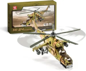 DAHONPA MI-24S Helicopter Medium Utility Military Army Airplane Building Bricks Set, 850  Pieces Air-Force Build Blocks Toy, Gift for Kid and Adult