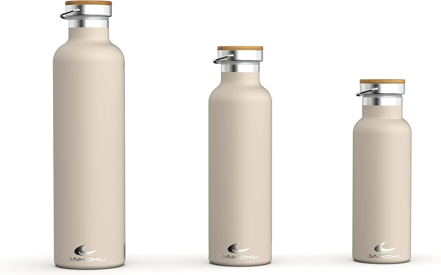 Daikoku Stainless Steel Water Bottle – 1L – Thermal Bottle – Cold 24 Hours and Hot Drinks 12 Hours – Water Bottle Leakproof – Double Walled BPA Free – Thermal Bottle – Beige