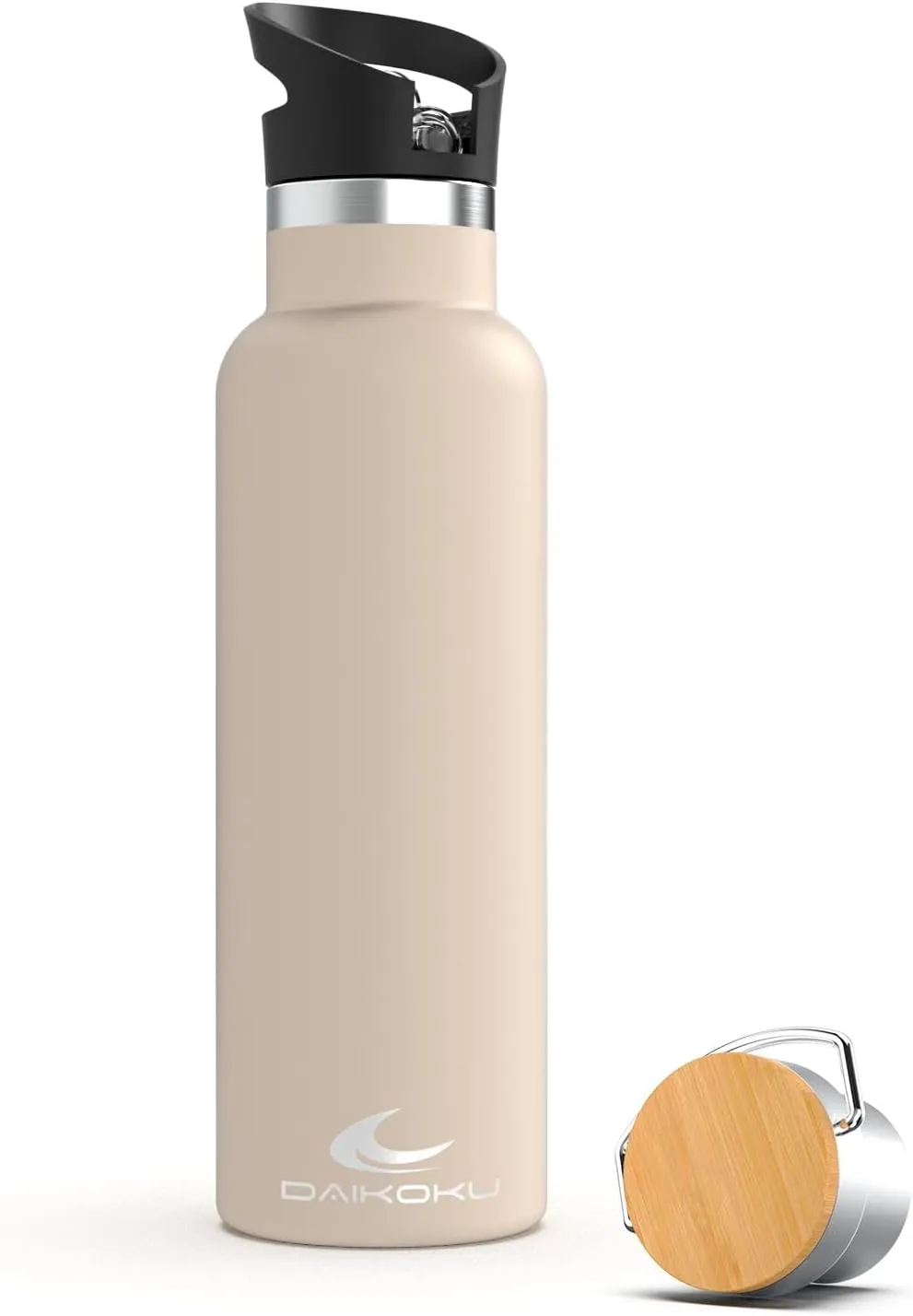 Daikoku Stainless Steel Water Bottle – 1L – Thermal Bottle – Cold 24 Hours and Hot Drinks 12 Hours – Water Bottle Leakproof – Double Walled BPA Free – Thermal Bottle – Beige