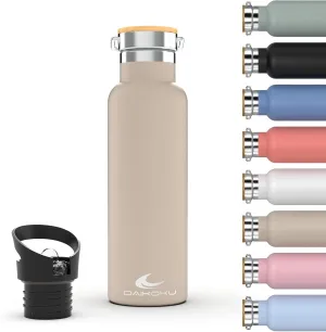 Daikoku Stainless Steel Water Bottle – 1L – Thermal Bottle – Cold 24 Hours and Hot Drinks 12 Hours – Water Bottle Leakproof – Double Walled BPA Free – Thermal Bottle – Beige