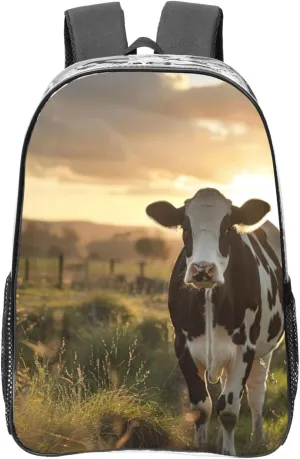 Dairy Cow Print Unisex Transparent Backpack PVC Clear Bag Large Compartment Side Pocket Daily Use