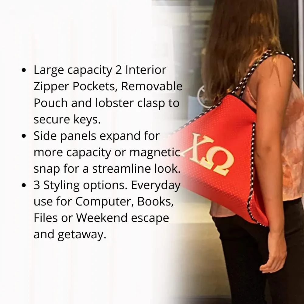 Dallas Hill Designs Sorority Tote Bag for Women | Neoprene Shoulder Purse | Travel, Gym Handbag | Extra Pouch | Gift