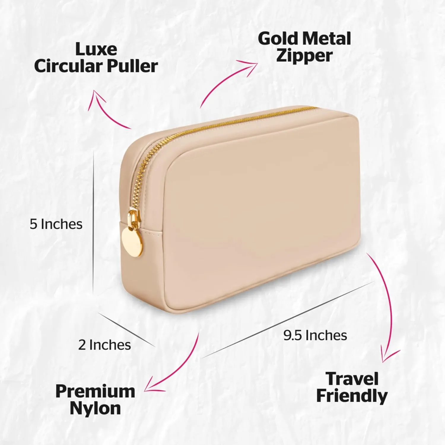 DANCOUR Nylon Makeup Bags for Women Large Preppy Travel Toiletry Pouch Cosmetic Bag Makeup Organizer