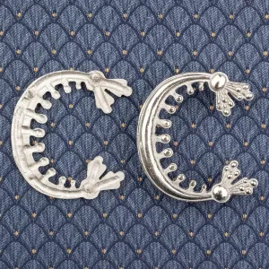 Decorative Kidney Purse Fittings (Pair) Silver Colour