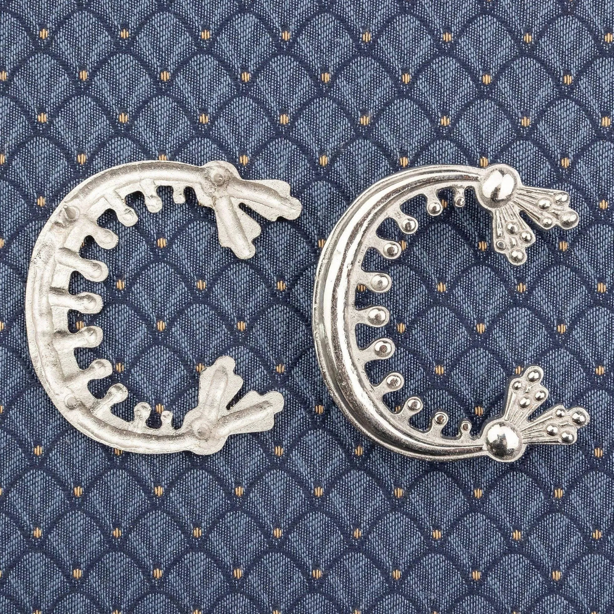 Decorative Kidney Purse Fittings (Pair) Silver Colour