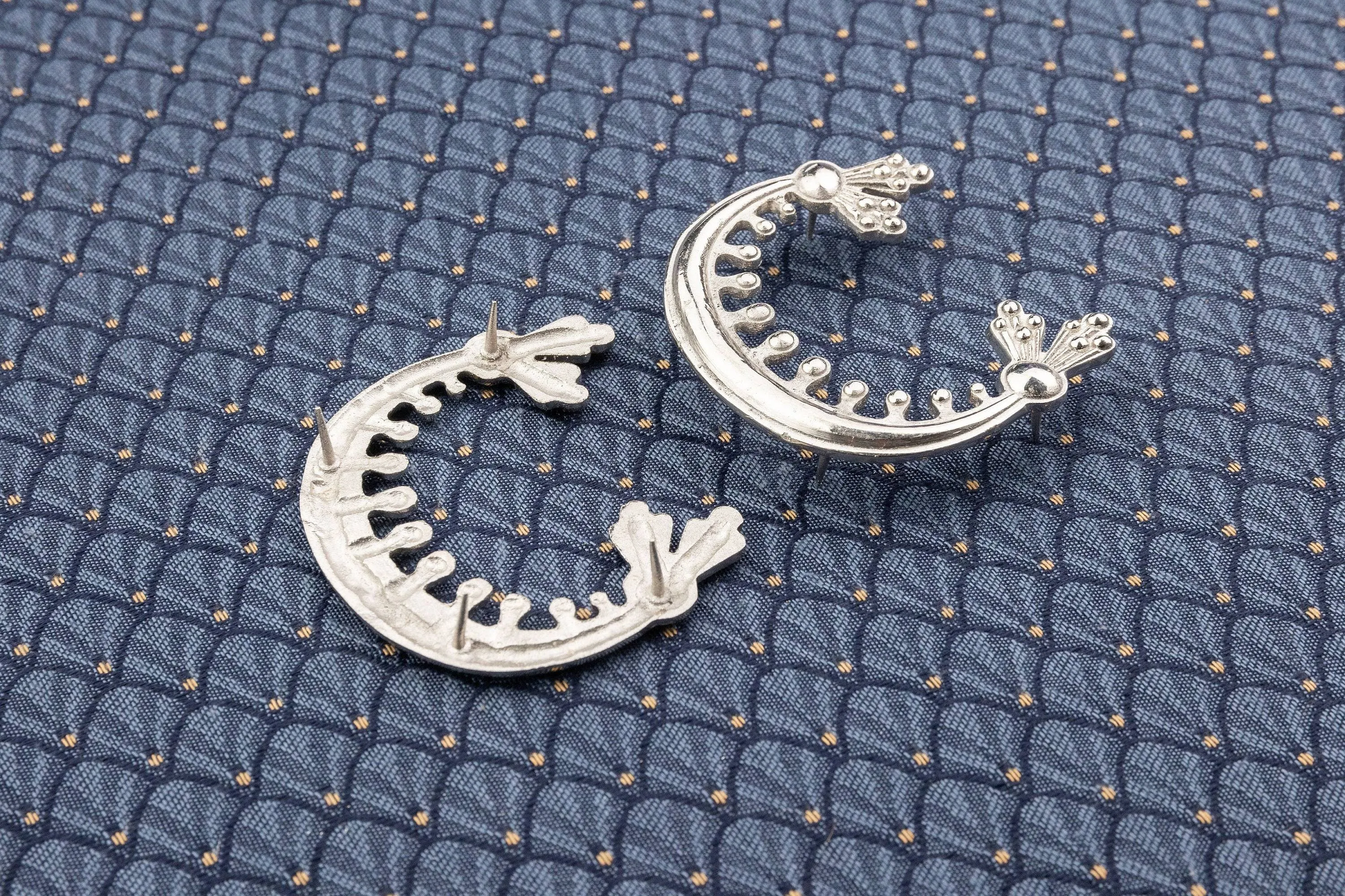 Decorative Kidney Purse Fittings (Pair) Silver Colour