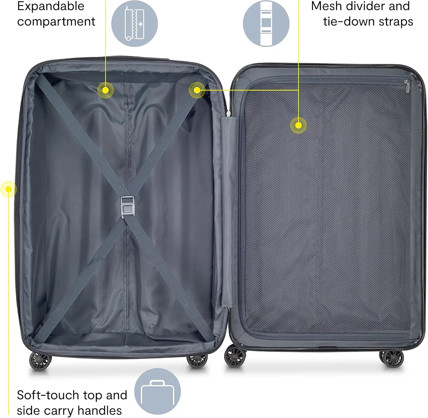 Delsey Luggage Aero 2 Piece Set (19"/29") Spinner Suitcase (Charcoal)