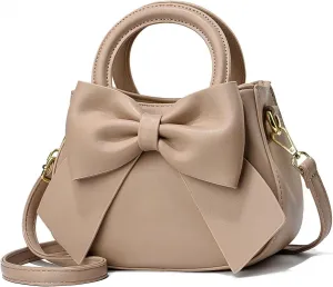 Designer Small Handbags for Women with Top Carry Handle and Cute Bow Knot,Leather Purses and Over-Shoulder Strap